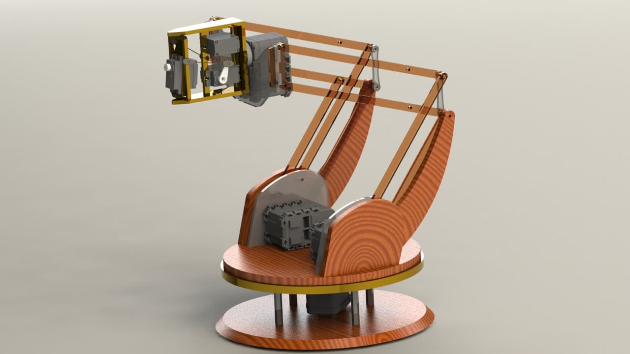 A CAD drawing of the musical robot in its early stages.